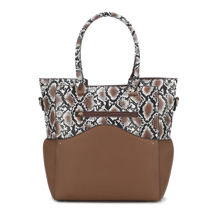 MKF Collection Iris Snake Embossed Vegan Leather Women Tote Bag with matching Wristlet Pouch by Mia k - Discount Msrp 