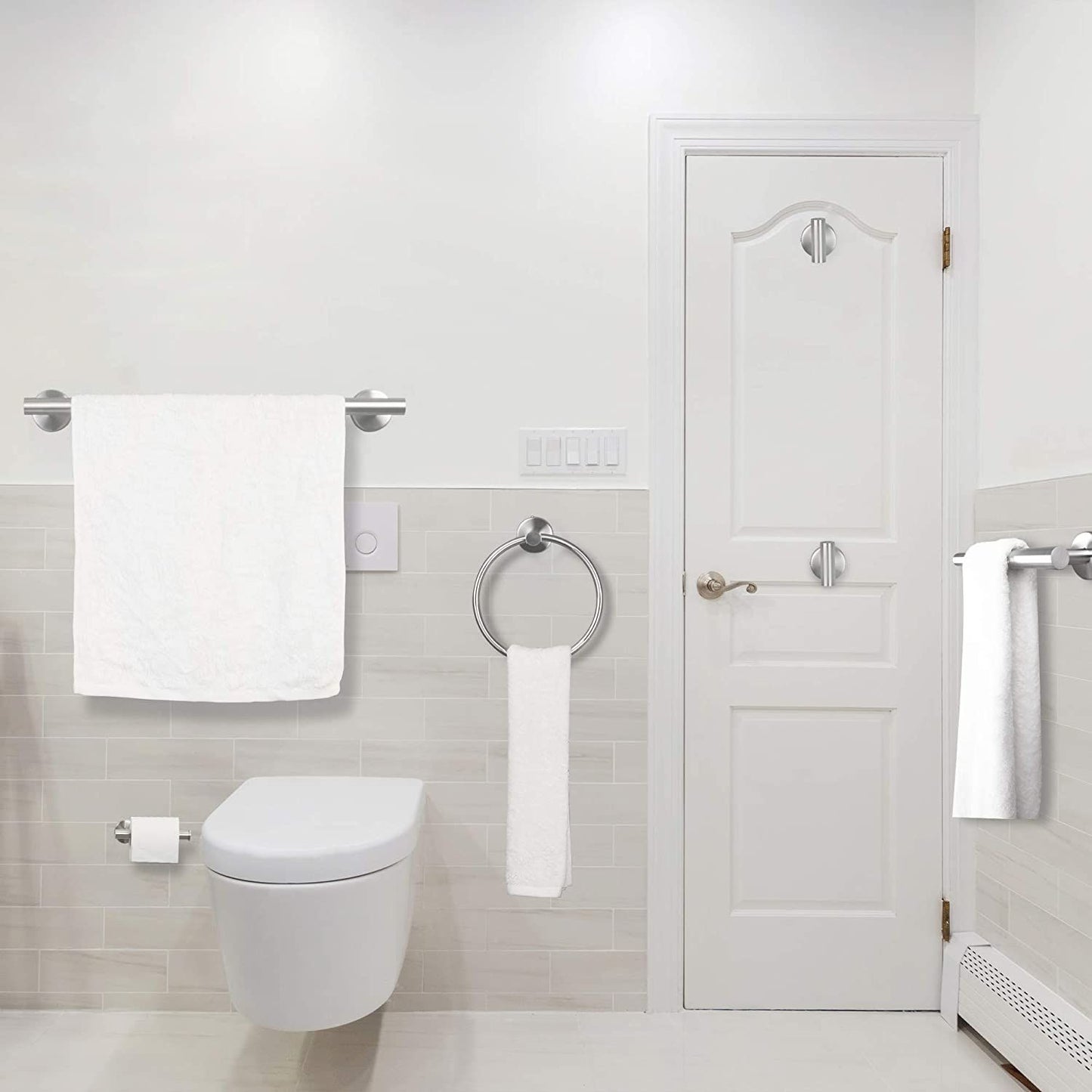 6 Piece Stainless Steel Bathroom Towel Rack Set Wall Mount RT - Discount Msrp 