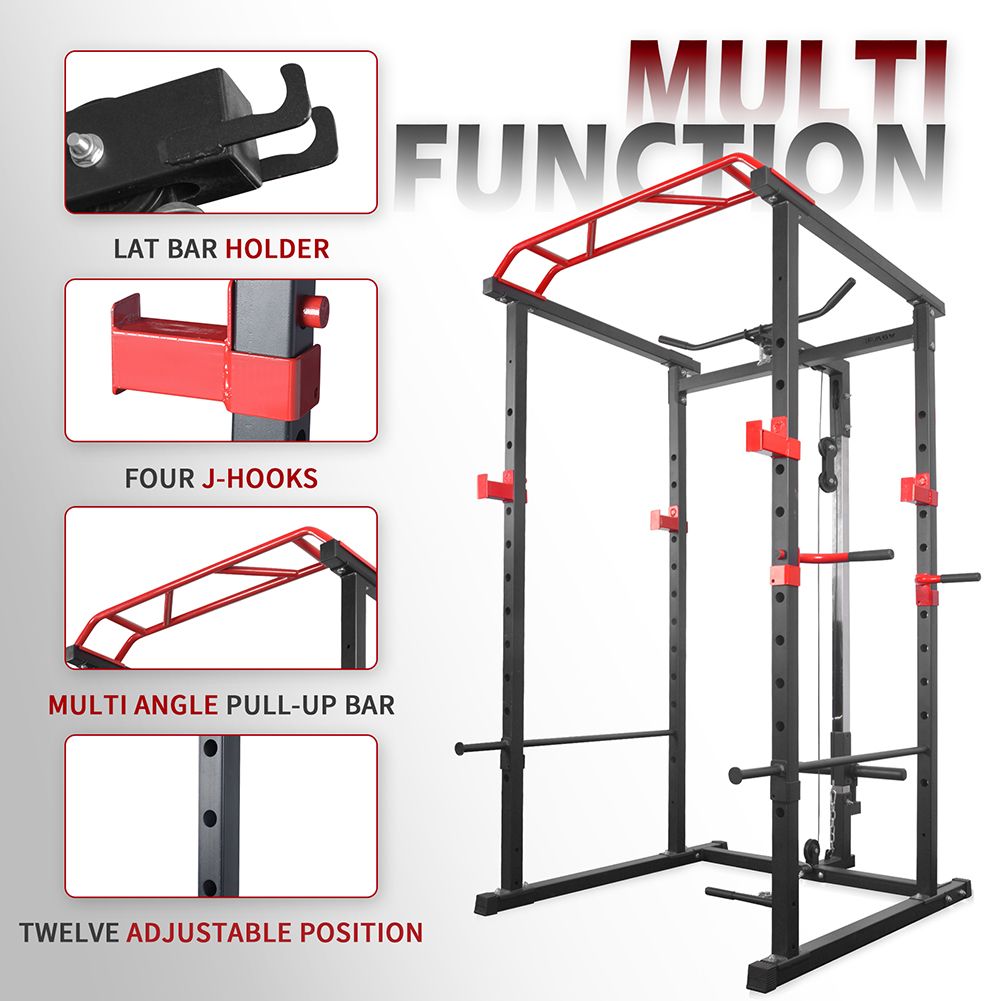 Multi-functional Power Cage,Home Adjustable Pullup Squat Rack 1000Lbs Capacity Comprehensive Fitness Barbell Rack - Discount Msrp 