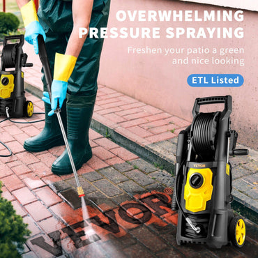 VEVOR Electric Pressure Washer, 2000 PSI, Max 1.65 GPM Power Washer w/ 30 ft Hose & Reel, 5 Quick Connect Nozzles, Foam Cannon, Portable to Clean Patios, Cars, Fences, Driveways, ETL Listed - Discount Msrp 
