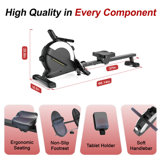 Rowing Machines for Home, Magnetic Rowing Machine with 77lbs High Resistance Rowing Machine,16 Levels of Quiet Resistance,Rower Machine for Home Row Machine,App Compatible,LCD Monitor - Discount Msrp 