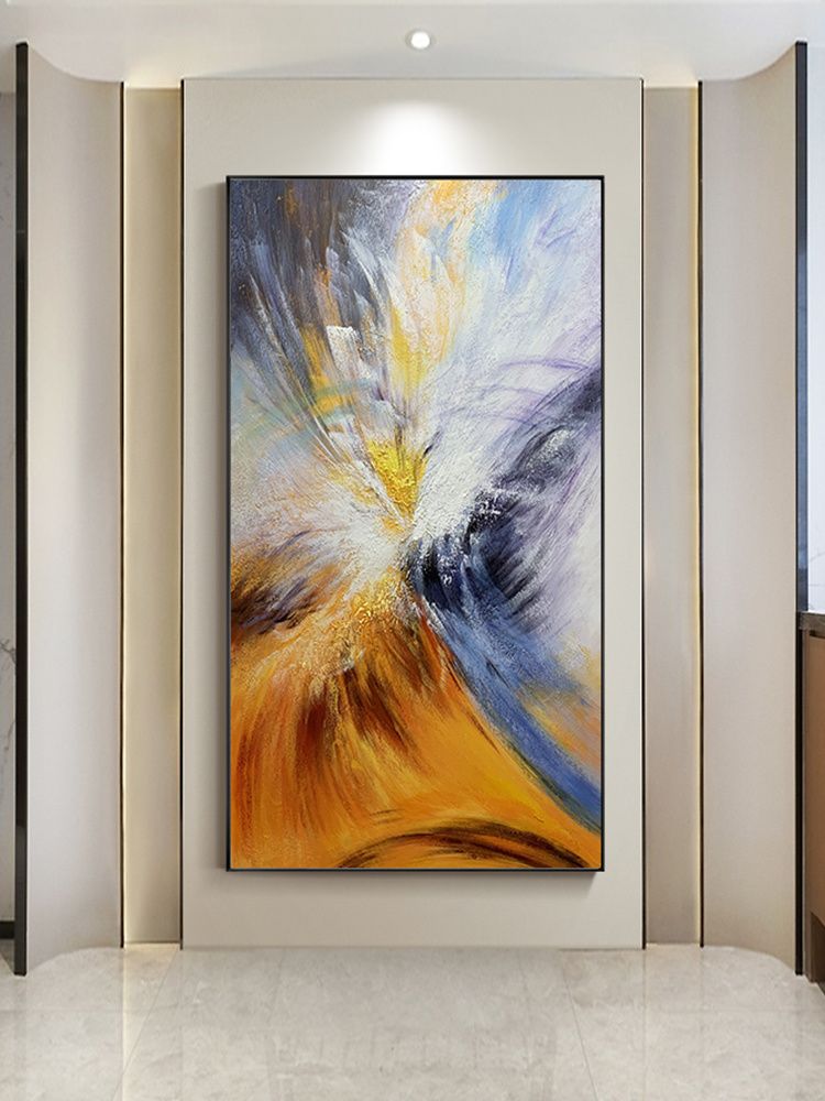 Gold Foil Picture Art Hand Painted Modern Abstract Oil Painting Canvas Wall Art Living Room Home Decor Painting - Discount Msrp 