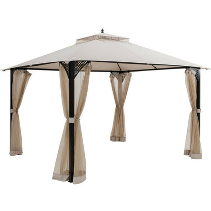12 x 10 Feet Outdoor Double Top Patio Gazebo with Netting - Discount Msrp 