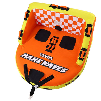 VEVOR Towable Tube for Boating, 1-2 Riders Inflatable Towable Tubes with Deck Seats and Backrest, 340 lbs Water Sport Tube for Boat to Pull, Full Nylon Cover, EVA Grab Handles and Speed Safety Valve - Discount Msrp 