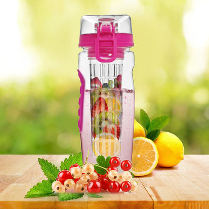 Fruit Infuser Water Bottle 32OZ Juice Shaker Sport w/ Flip Top Lid Anti-Slip Grips For Office Home Sport Running Walking Hiking - Discount Msrp 