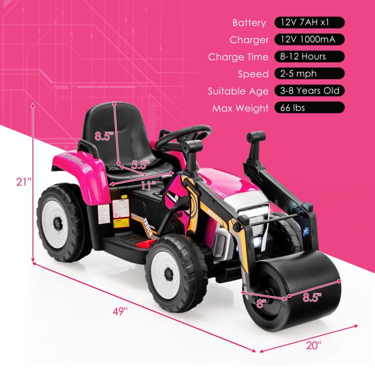 12V Kids Ride on Road Roller with 2.4G Remote Control - Discount Msrp 