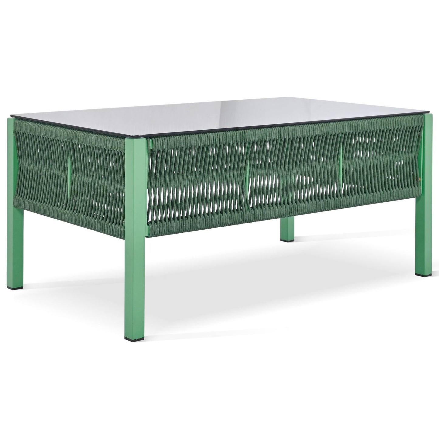 4-Piece Rope Patio Furniture Set, Outdoor Furniture with Tempered Glass Table, Patio Conversation Set Deep Seating with Thick Cushion for Backyard Porch Balcony - Discount Msrp 