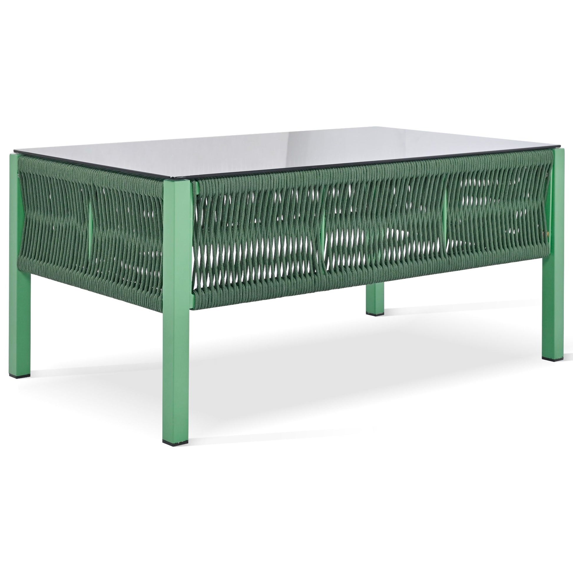 4-Piece Rope Patio Furniture Set, Outdoor Furniture with Tempered Glass Table, Patio Conversation Set Deep Seating with Thick Cushion for Backyard Porch Balcony - Discount Msrp 