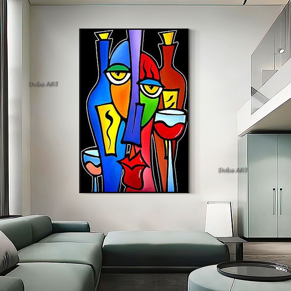 Handmade Picasso Abstract Figures Picture Blending In Face Wall Art Picture Handpainted Canvas Painting Living Room Decoration Home Living Room corridor bedroom luxurious adornment painting - Discount Msrp 