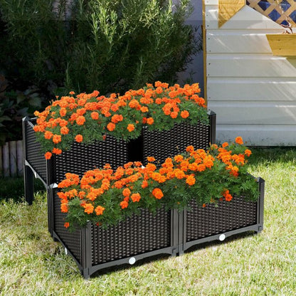 Set of 4 Elevated Flower Vegetable Herb Grow Planter Box - Discount Msrp 