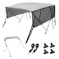 VEVOR 4 Bow Bimini Top Boat Cover, Detachable Mesh Sidewalls, 600D Polyester Canopy with 1" Aluminum Alloy Frame, Includes Storage Boot, 2 Straps, 2 Support Poles, 8'L x 54"H x 85"-90"W, Light Grey - Discount Msrp 