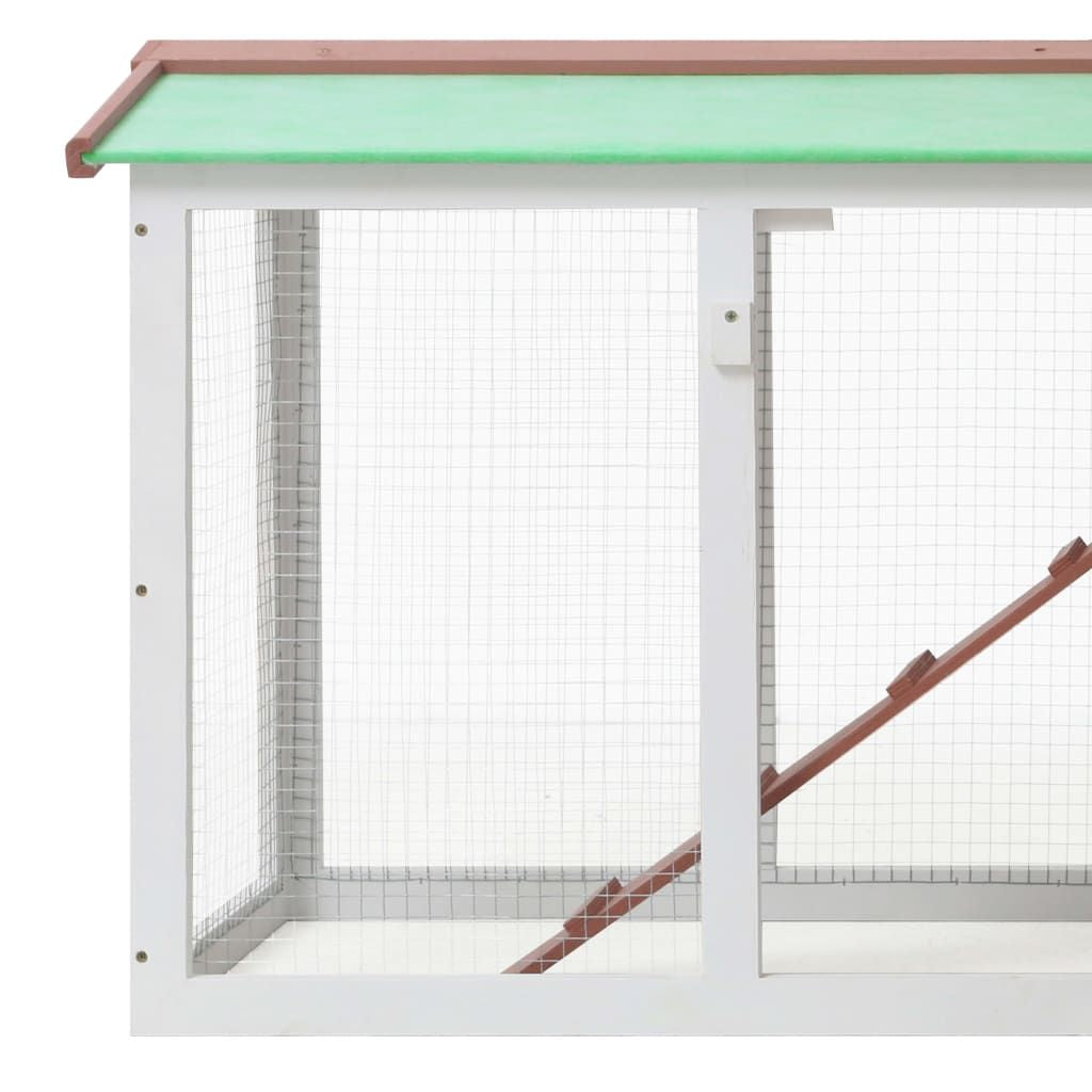 Outdoor Large Rabbit Hutch Brown and White 57.1"x17.7"x33.1" Wood - Discount Msrp 