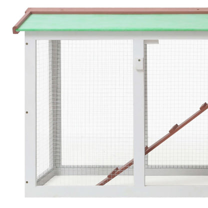 Outdoor Large Rabbit Hutch Brown and White 57.1"x17.7"x33.1" Wood - Discount Msrp 