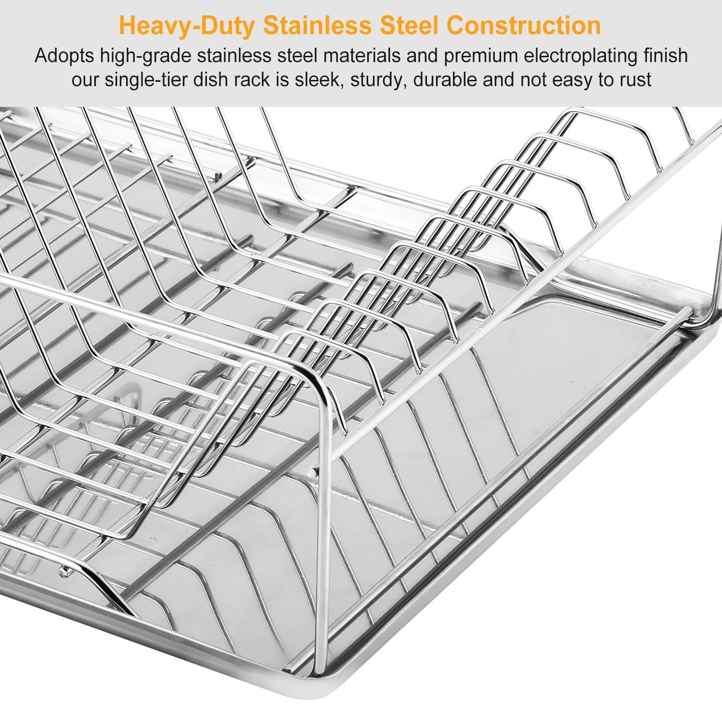 Dish Drying Rack Stainless Steel Dish Rack w/ Drainboard Cutlery Holder Kitchen Dish Organizer - Discount Msrp 