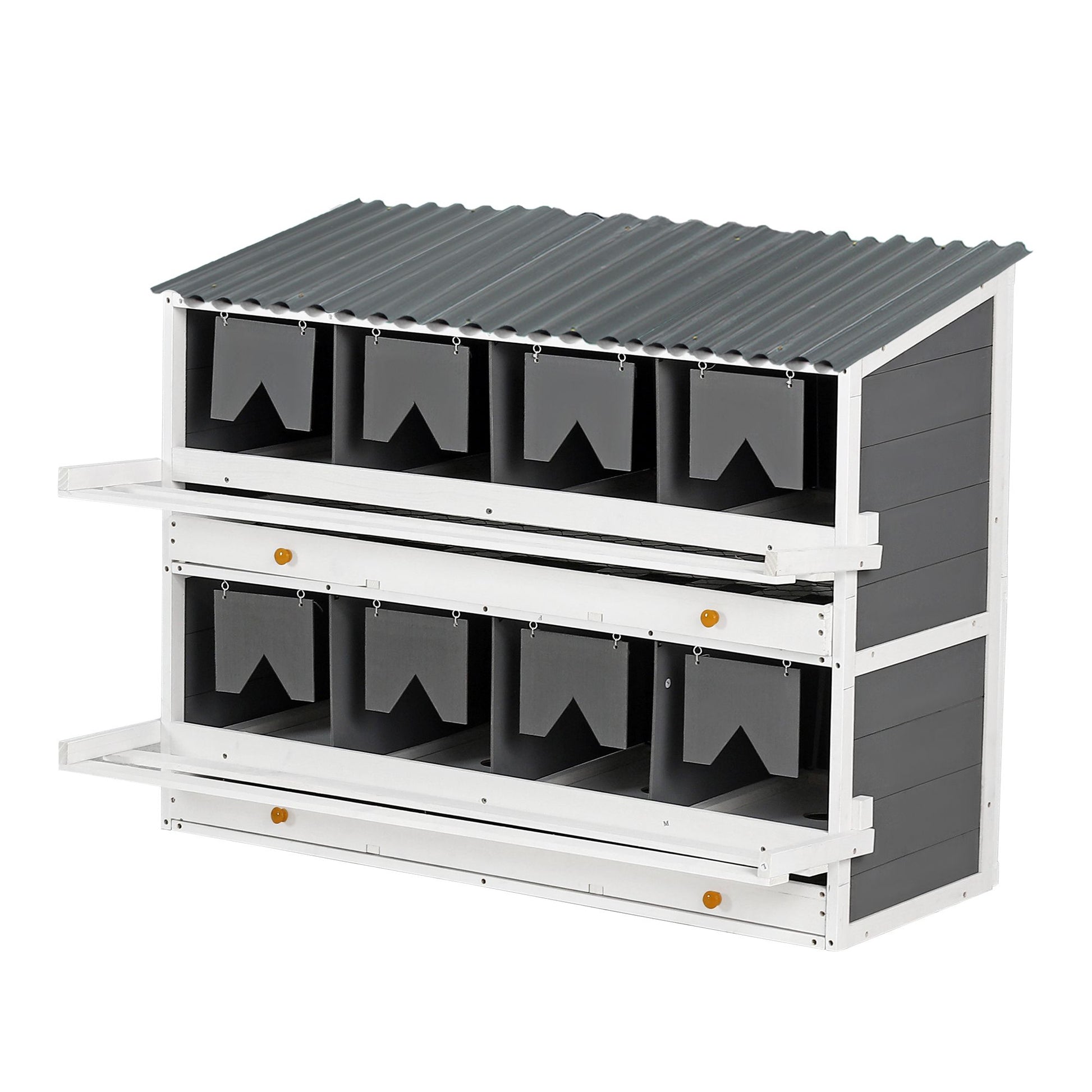 Nesting Boxes for Chickens, Wooden Chicken Nesting Box, 8 Compartments Egg Laying Boxes for Hens, Ducks and Poultry with Rollout Eggs Collection, PVC Roofing and Foldable Perches, 47"Lx26.4"Wx35.4"H - Discount Msrp 