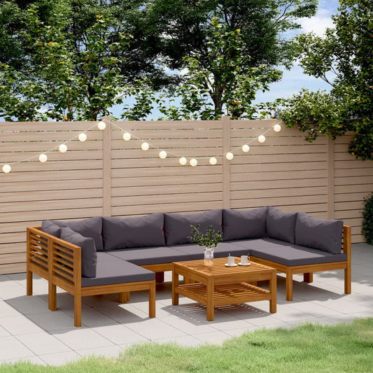 7 Piece Patio Lounge Set with Cushion Solid Acacia Wood - Discount Msrp 