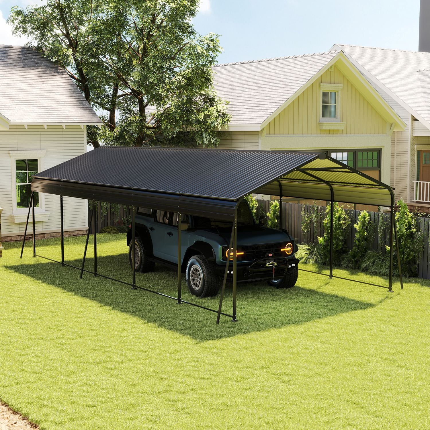 Campcraft 13 x 26.5 ft carport, 0.25mm thick, with protective film to prevent scratching, 2 pairs of adhesive gloves, 3 hooks, 12 expansion screws, 6 fixed iron pieces - Discount Msrp 