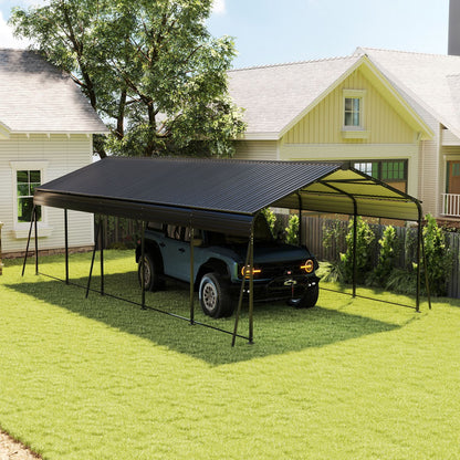 Campcraft 13 x 26.5 ft carport, 0.25mm thick, with protective film to prevent scratching, 2 pairs of adhesive gloves, 3 hooks, 12 expansion screws, 6 fixed iron pieces - Discount Msrp 