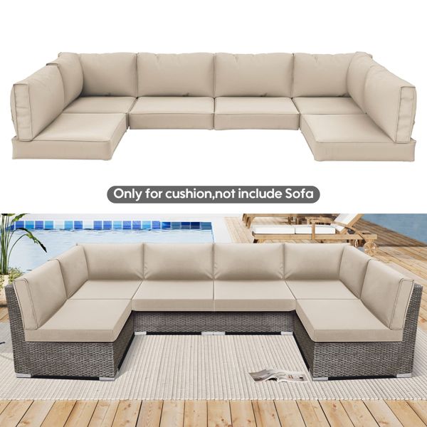 14 PCS Outdoor Cushions for Patio Furniture Replacement, Patio Furniture Cushions with Sponge, Deep Seat Patio Cushions(Beige)[Sale on Temu is banned, can not be shipped on weekends, order carefully] - Discount Msrp 