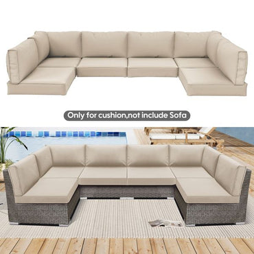 14 PCS Outdoor Cushions for Patio Furniture Replacement, Patio Furniture Cushions with Sponge, Deep Seat Patio Cushions(Beige)[Sale on Temu is banned, can not be shipped on weekends, order carefully] - Discount Msrp 