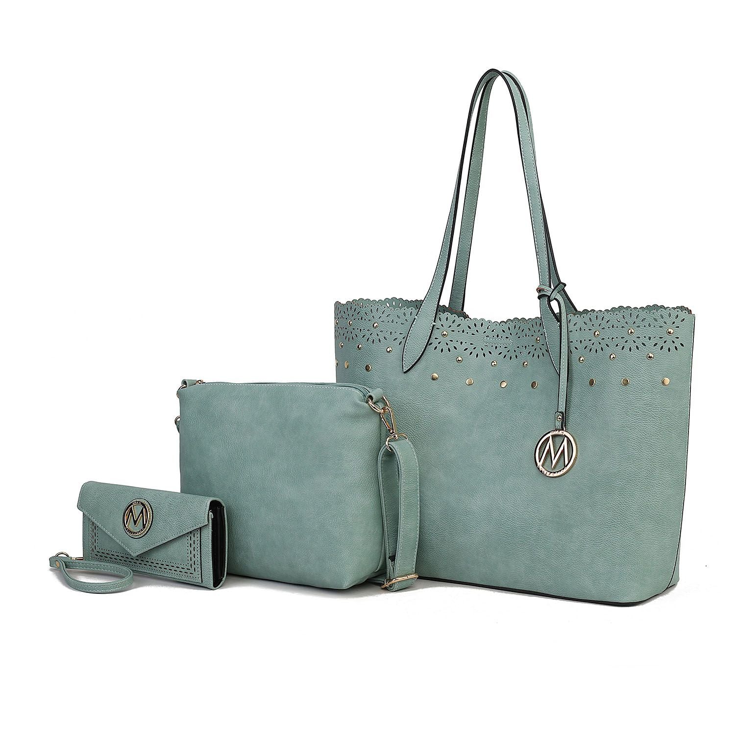 MKF Collection Mariahna 3 PCS Shopper Tote, Cross and Wallet Handbag by Mia K - Discount Msrp 