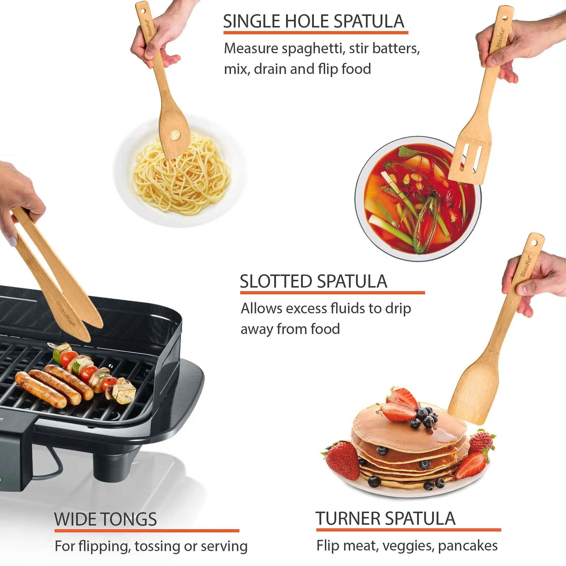 Bamboo Kitchen Utensils Set 8-Pack - Wooden Cooking Utensils - Discount Msrp 