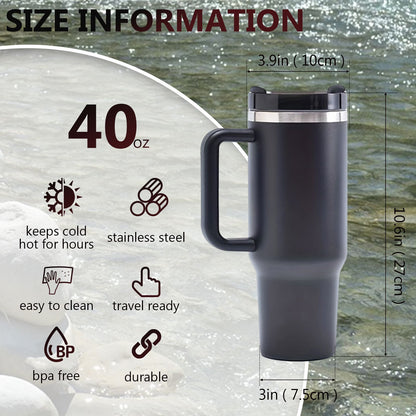 40oz V2 large capacity tumbler, With Handle And Straw Lid, Insulated Reusable Stainless Steel Water Bottles Travel Mug Coffee Cup car cup water cup For Men Women Outdoor Camping Driving, gift - Discount Msrp 