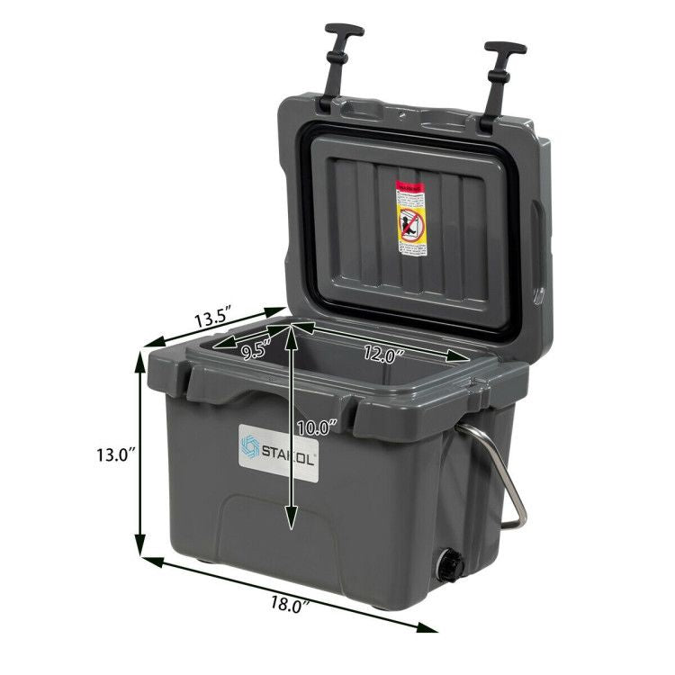 16 Quart 24-Can Capacity Portable Insulated Ice Cooler with 2 Cup Holders - Discount Msrp 