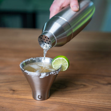 Stainless Steel Cocktail Shaker and Martini Glass Set, Steel - Discount Msrp 