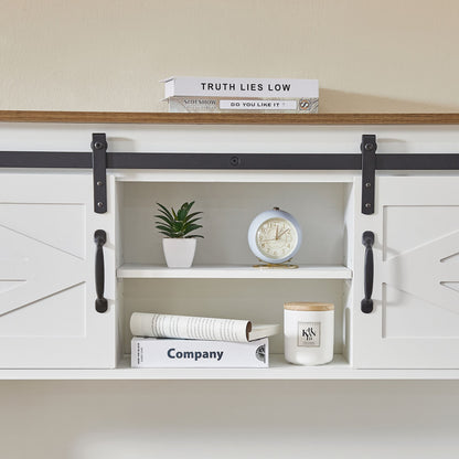 52" Farmhouse Executive Desk with Drawers, Wood Home Office Desk w/Charging Station, File Drawer, Storage Cabinet, Rustic Computer Writing Desk (Antique White) - Discount Msrp 