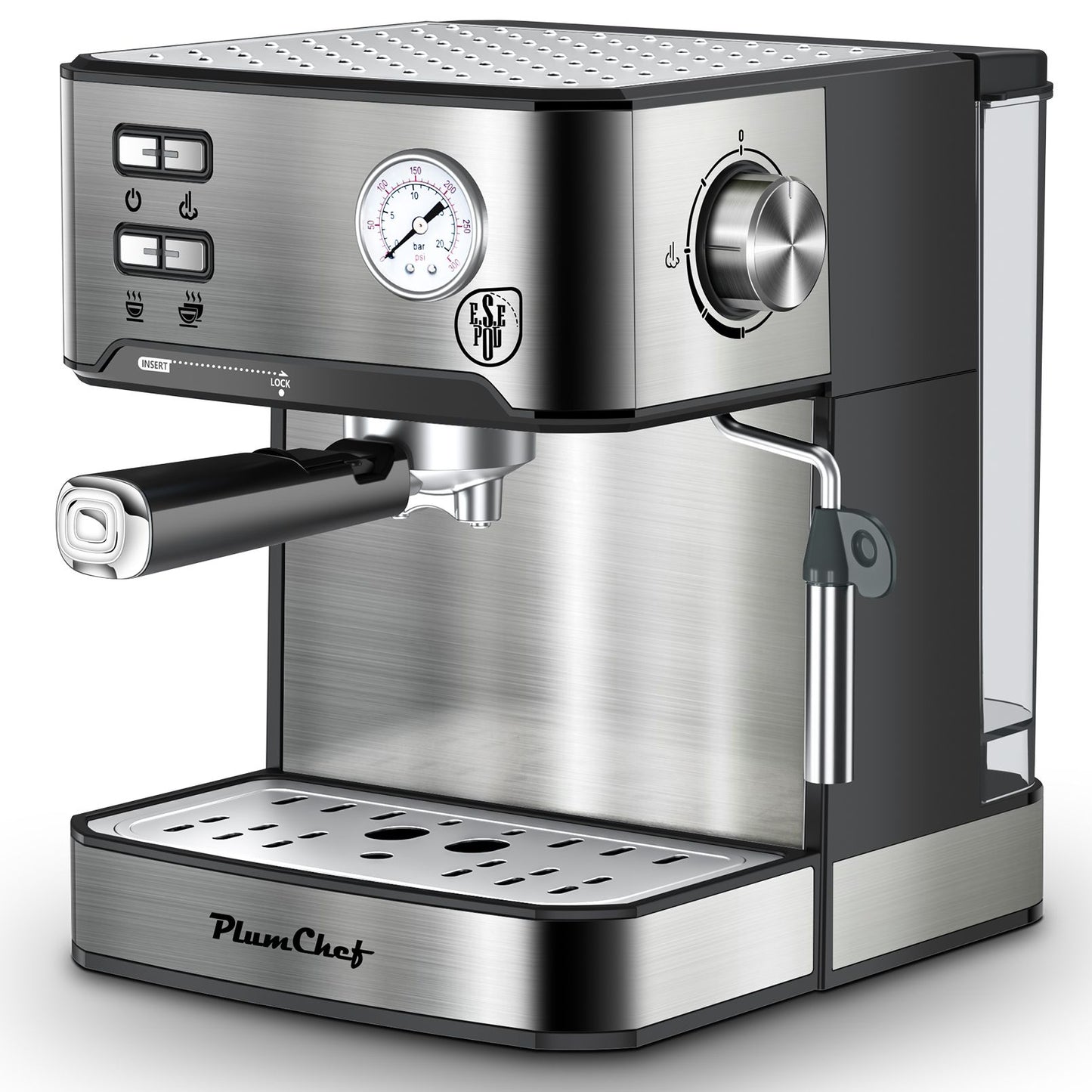 PlumChef Espresso Machine 20 Bar Professional Compact Household Coffee Espresso Maker with Milk Frother Steam Wand Pressure Gauge 54oz Water Tank Low Noise and Fast Coffee Machine for Cappuccino Latte - Discount Msrp 
