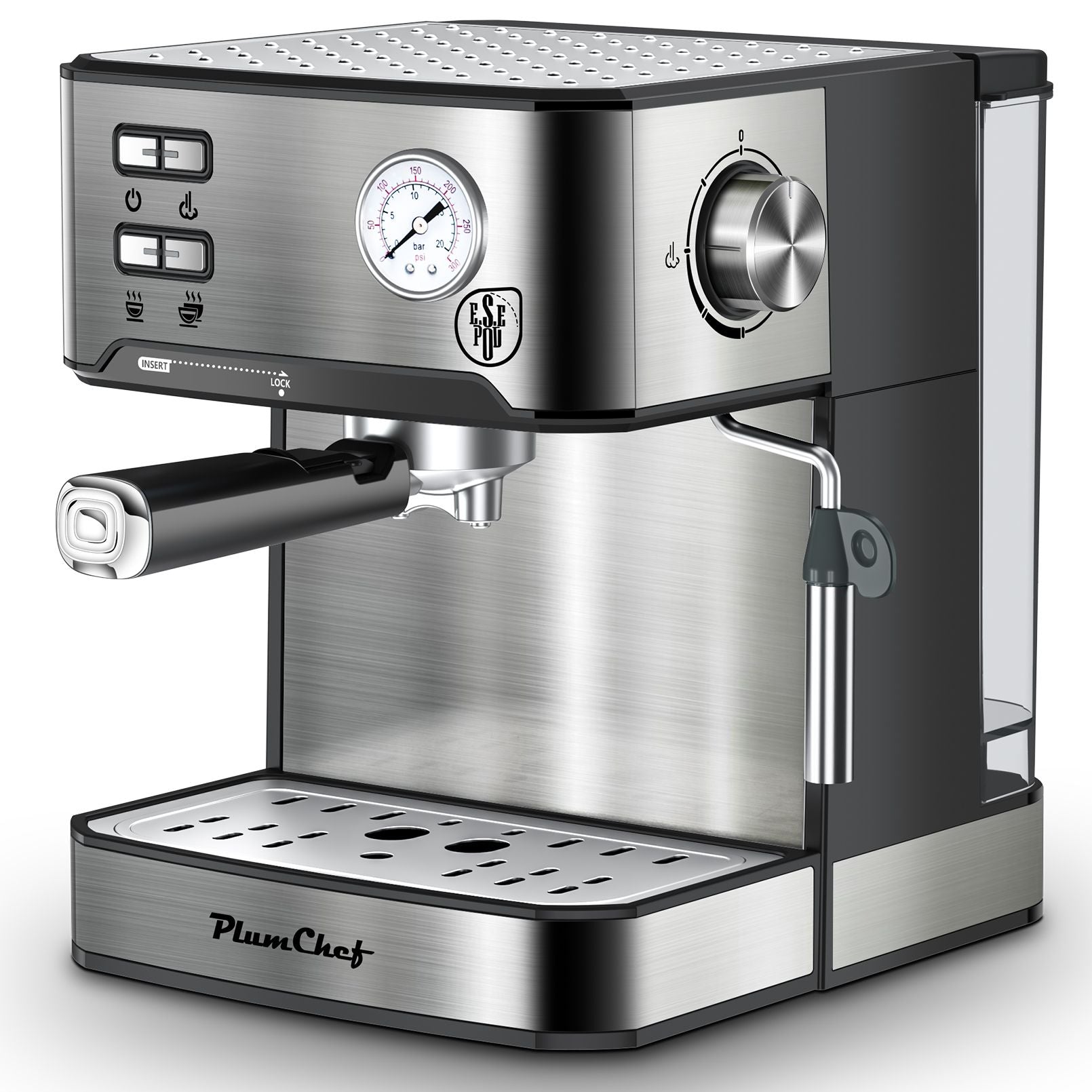 PlumChef Espresso Machine 20 Bar Professional Compact Household Coffee Espresso Maker with Milk Frother Steam Wand Pressure Gauge 54oz Water Tank Low Noise and Fast Coffee Machine for Cappuccino Latte - Discount Msrp 