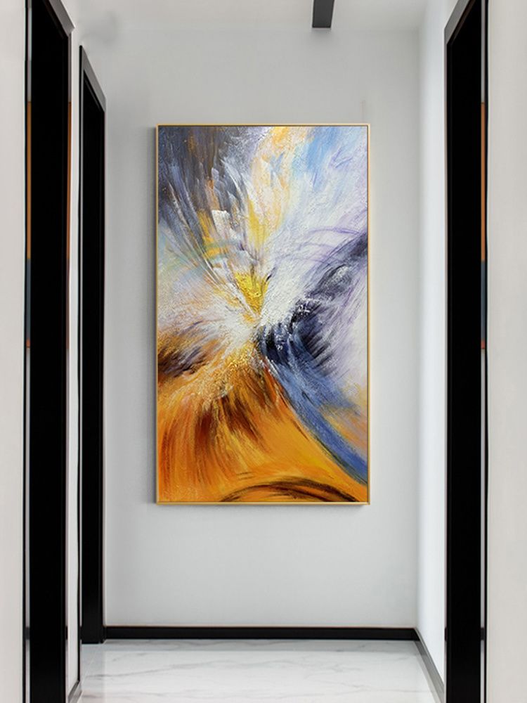 Gold Foil Picture Art Hand Painted Modern Abstract Oil Painting Canvas Wall Art Living Room Home Decor Painting - Discount Msrp 