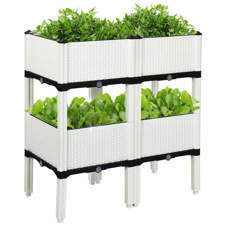 Set of 4 Elevated Flower Vegetable Herb Grow Planter Box - Discount Msrp 