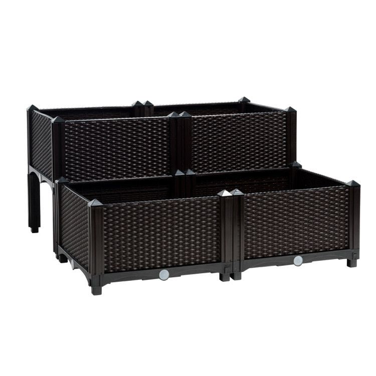 Set of 4 Elevated Flower Vegetable Herb Grow Planter Box - Discount Msrp 