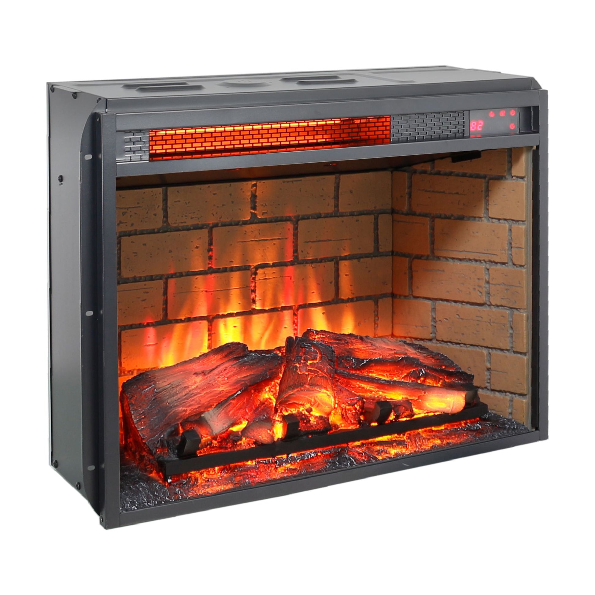 23 inch infrared quartz heater fireplace insert -woodlog version with brick - Discount Msrp 