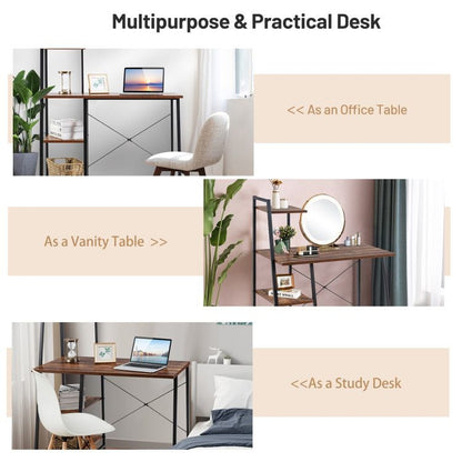 Compact Computer Desk Workstation with 4 Tier Shelves for Home and Office - Discount Msrp 