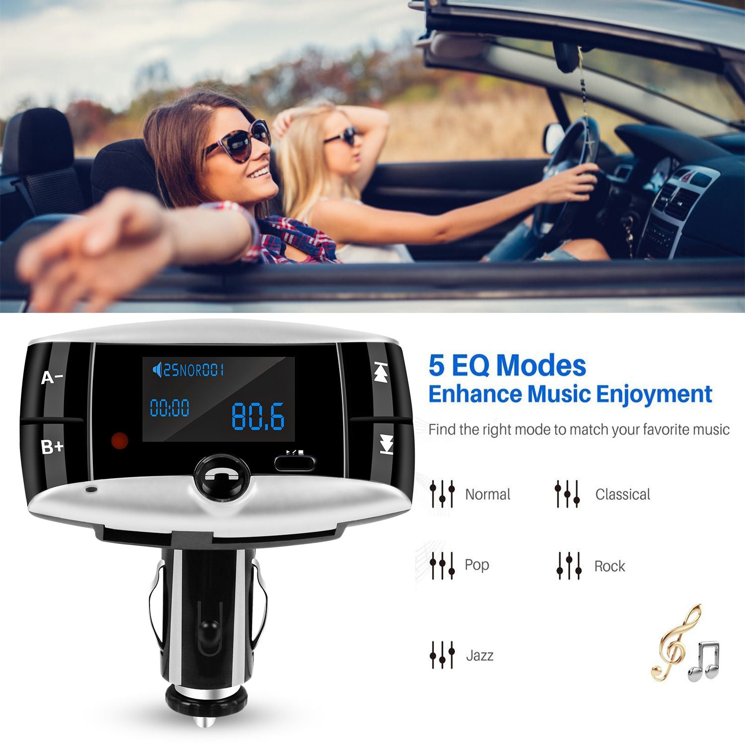 Car Wireless FM Transmitter USB Charger Hands-free Call MP3 Player SD Card Reading Aux-in LED Display - Discount Msrp 