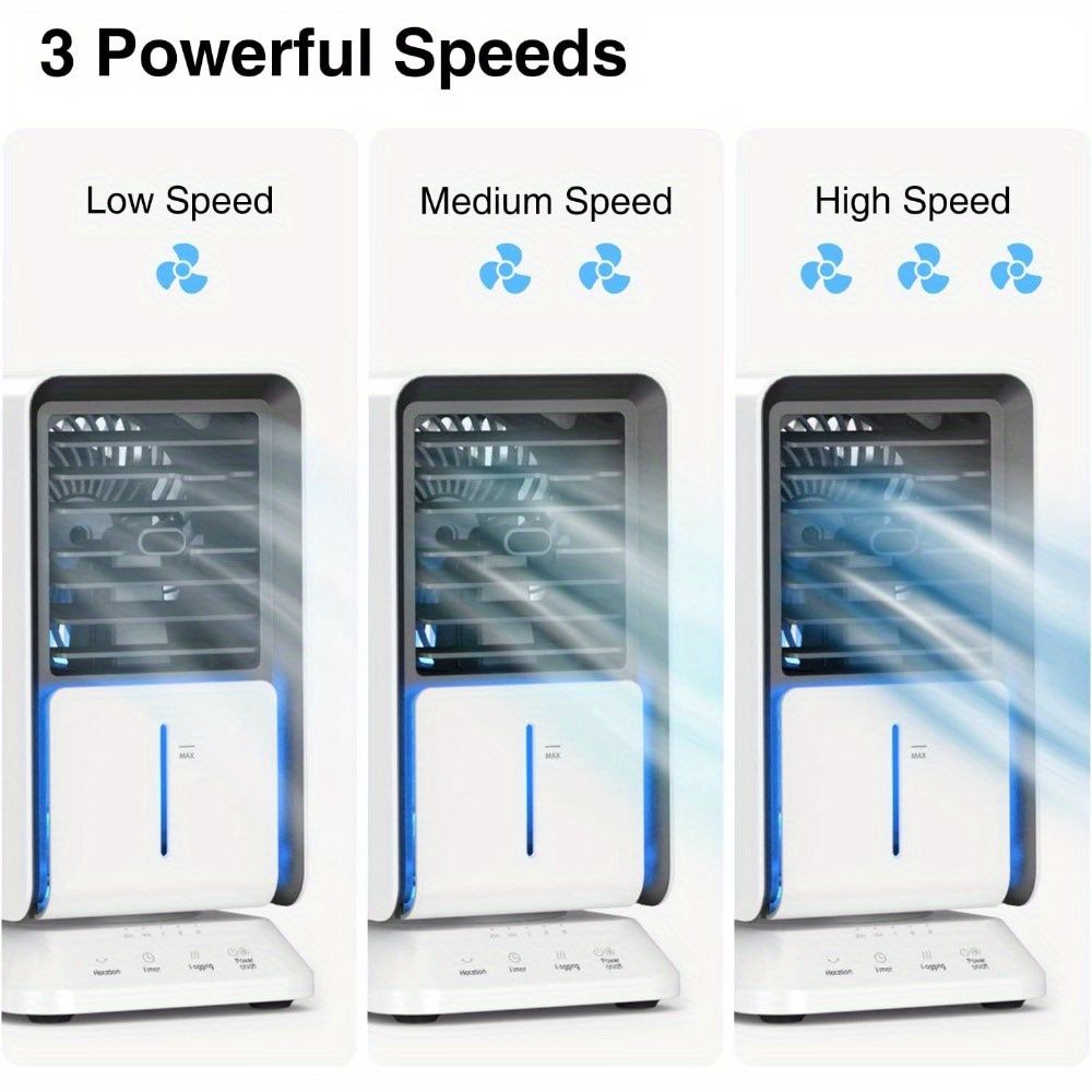 Portable Air Conditioner, Mini Personal Oscillating Air Conditioner Small Air Cooler Cooling Fan, Evaporative Cooler Desk Fan with Timer Function and Night Light for Home Office Bedroom - Discount Msrp 