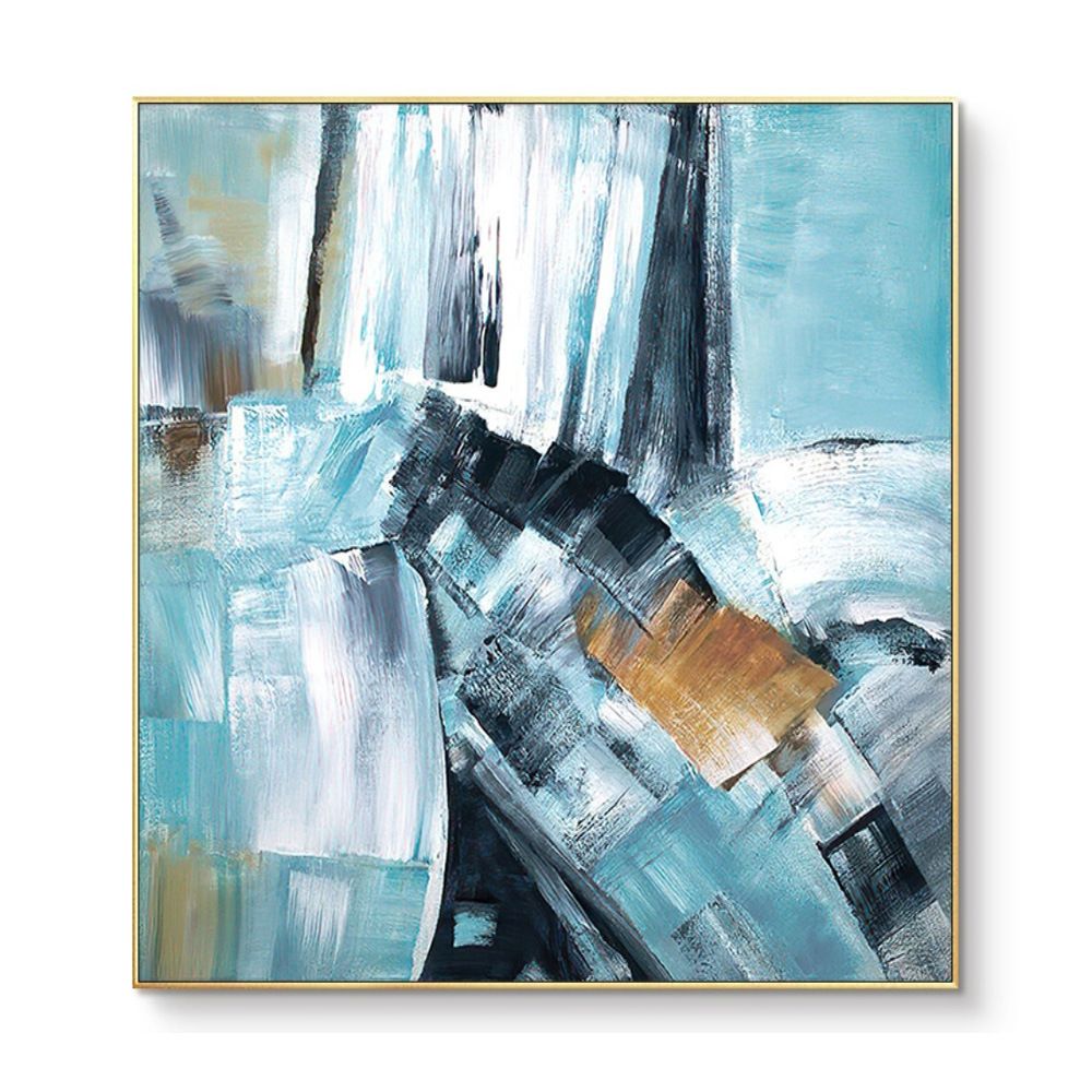 100% Modern Abstract Oil Painting large hand painted Abstract Painting Blue Abstract Canvas for Wall Art Office Decoration - Discount Msrp 
