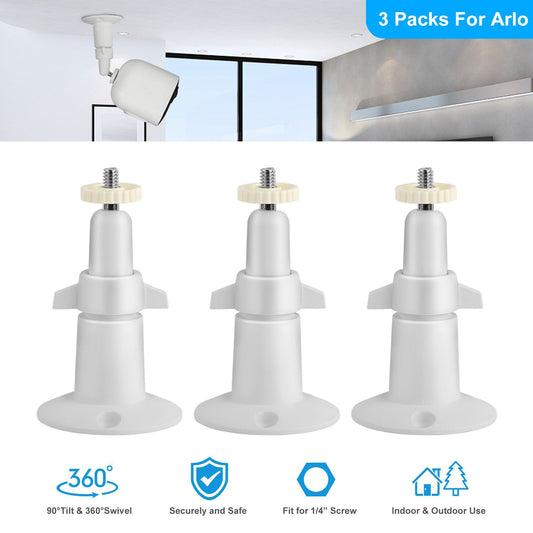 3 Packs Security Camera Wall Mount for Arlo 360 Degree Adjustable Camera Holder Garden Patio Screw Mount - Discount Msrp 