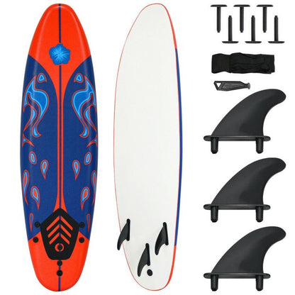 6 Feet Surfboard with 3 Detachable Fins - Discount Msrp 