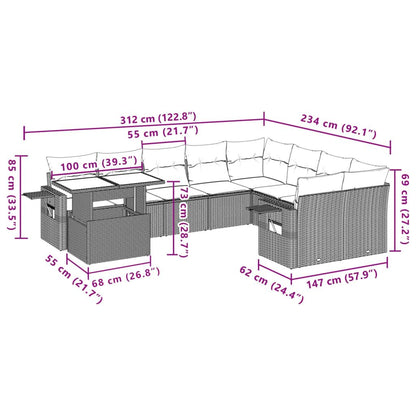 Garden Sofa Set Grey PE rattan 10 Piece Modular Garden Sofa Set - Discount Msrp 