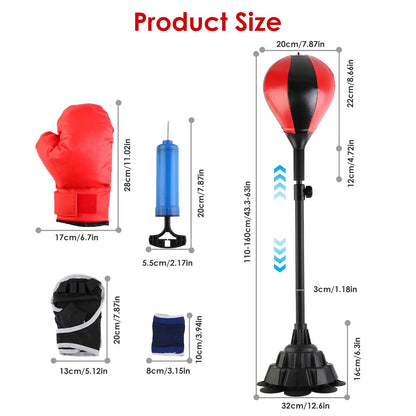 Punching Bag with Stand Free Standing Boxing Ball for Adults 43.3-63in Height Adjustable Boxing Bag with Gloves Wrist Sleeves Stable Suction Base for Fitness Speed Training GPCT5420 - Discount Msrp 