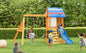 Wooden Outdoor Swing Set 3 in 1 Swing Set outdoor Children's Playset with Slide , 2 Swings and Climber for Garden, Backyard and Playground, Blue - Discount Msrp 