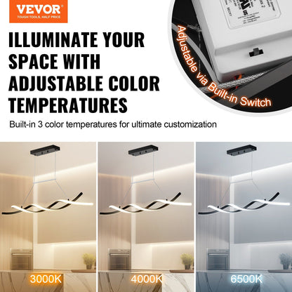 VEVOR Modern Chandelier Light Fixtures Dimmable LED Pendant Light Remote Control - Discount Msrp 