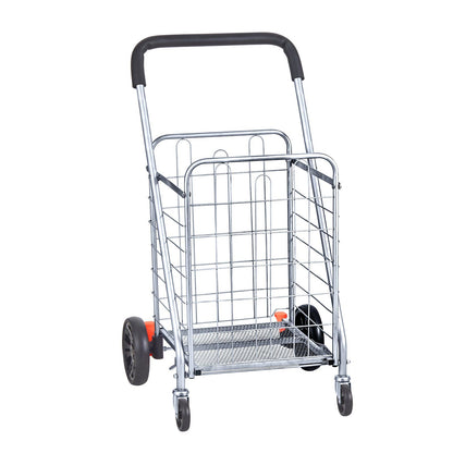 VEVOR Folding Shopping Cart, 66 lbs Max Load Capacity, Grocery Utility Cart with Rolling Swivel Wheels, Heavy Duty Foldable Laundry Basket Trolley Compact Lightweight Collapsible for Luggage, Silver - Discount Msrp 