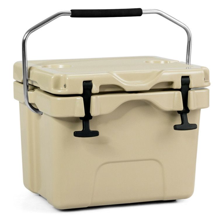 16 Quart 24-Can Capacity Portable Insulated Ice Cooler with 2 Cup Holders - Discount Msrp 