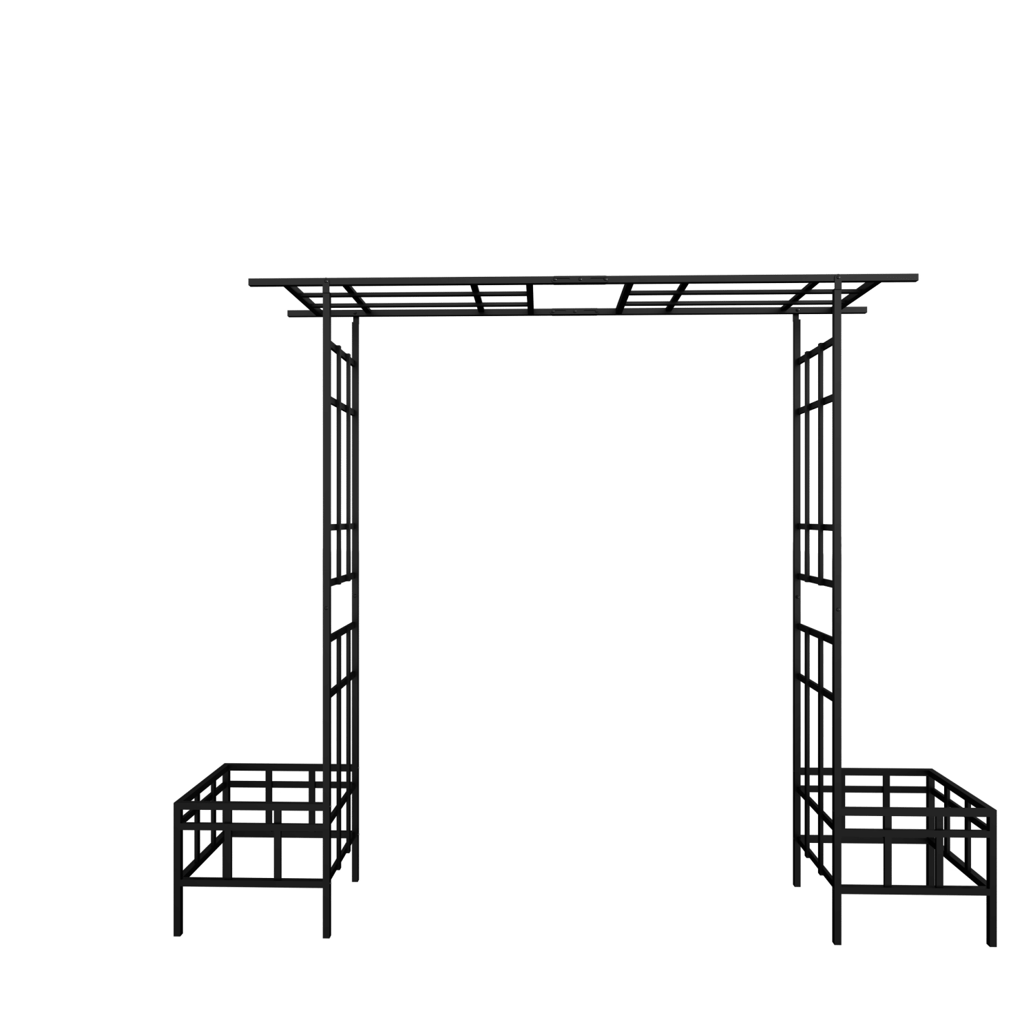 Metal Garden Arch with Adjustable Width W68.11''~W94.29'' Climbing Plants Support Rose Arch Outdoor Black - Discount Msrp 