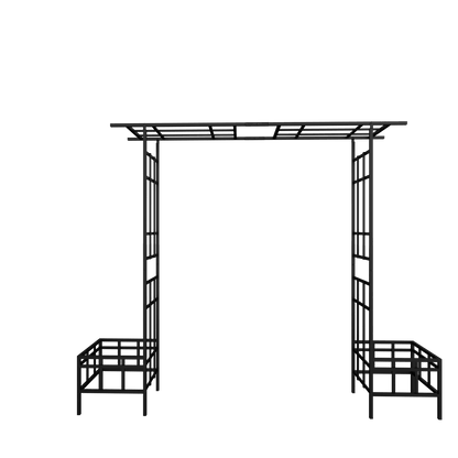 Metal Garden Arch with Adjustable Width W68.11''~W94.29'' Climbing Plants Support Rose Arch Outdoor Black - Discount Msrp 